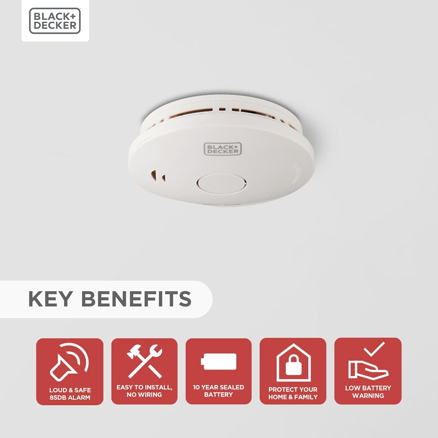 BLACK+DECKER Smoke Alarm 10‑year battery 🔔