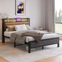 Thumbnail 2 de BORPHOM Double Bed Frame with LED lights 🛏️