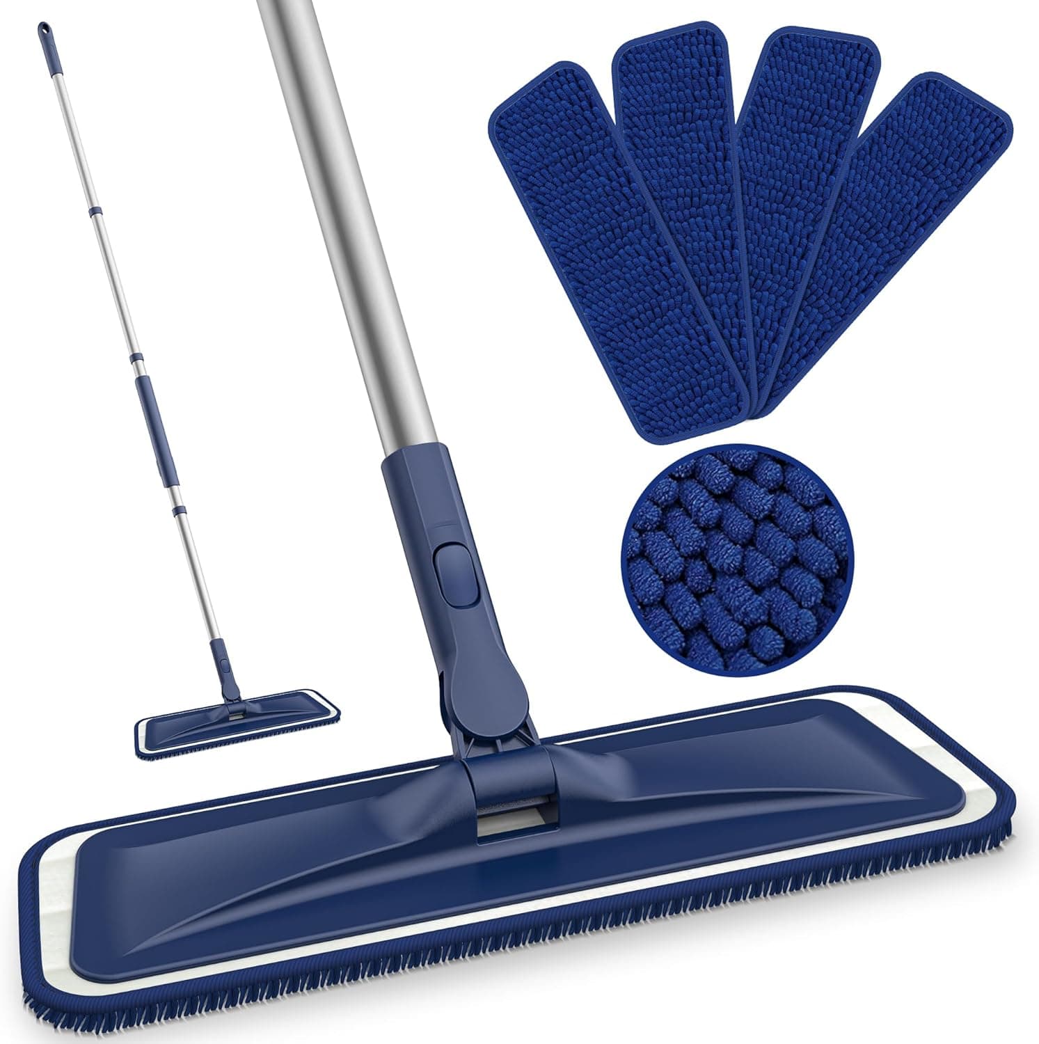 BPAWA 150cm flat microfibre mop with 4 pads 🧹