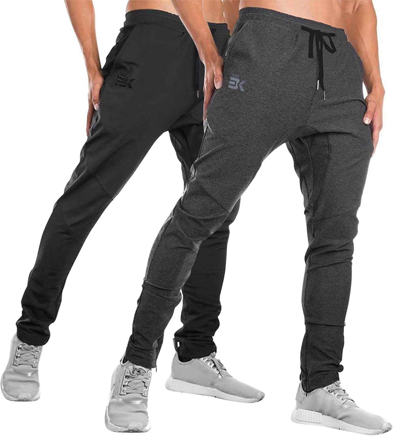 BROKIG Mens Gym Joggers Sweatpants Slim Fit with Double Pockets 🏃♂️