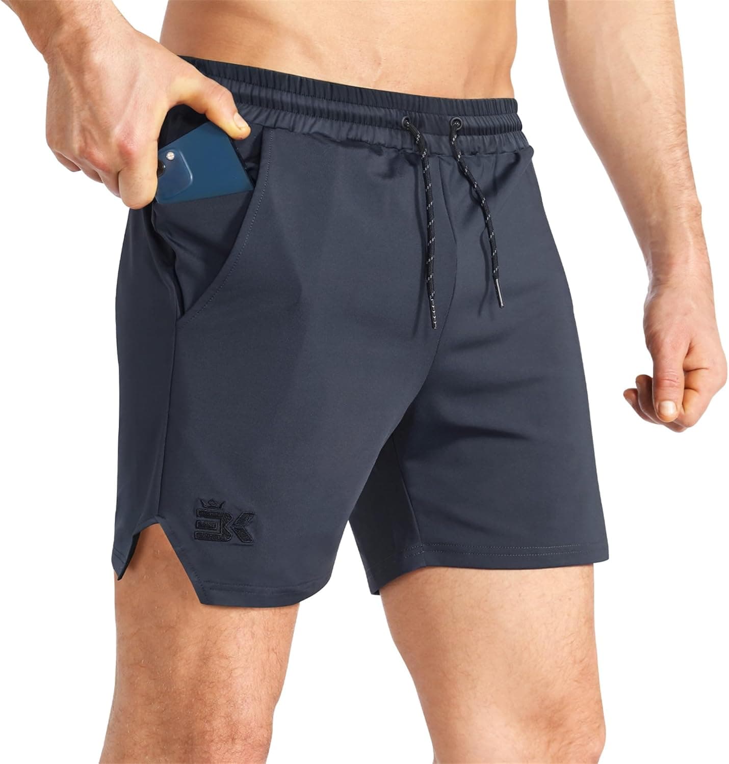 BROKIG Men's Lightweight Gym Shorts with Zip Pocket 🩳