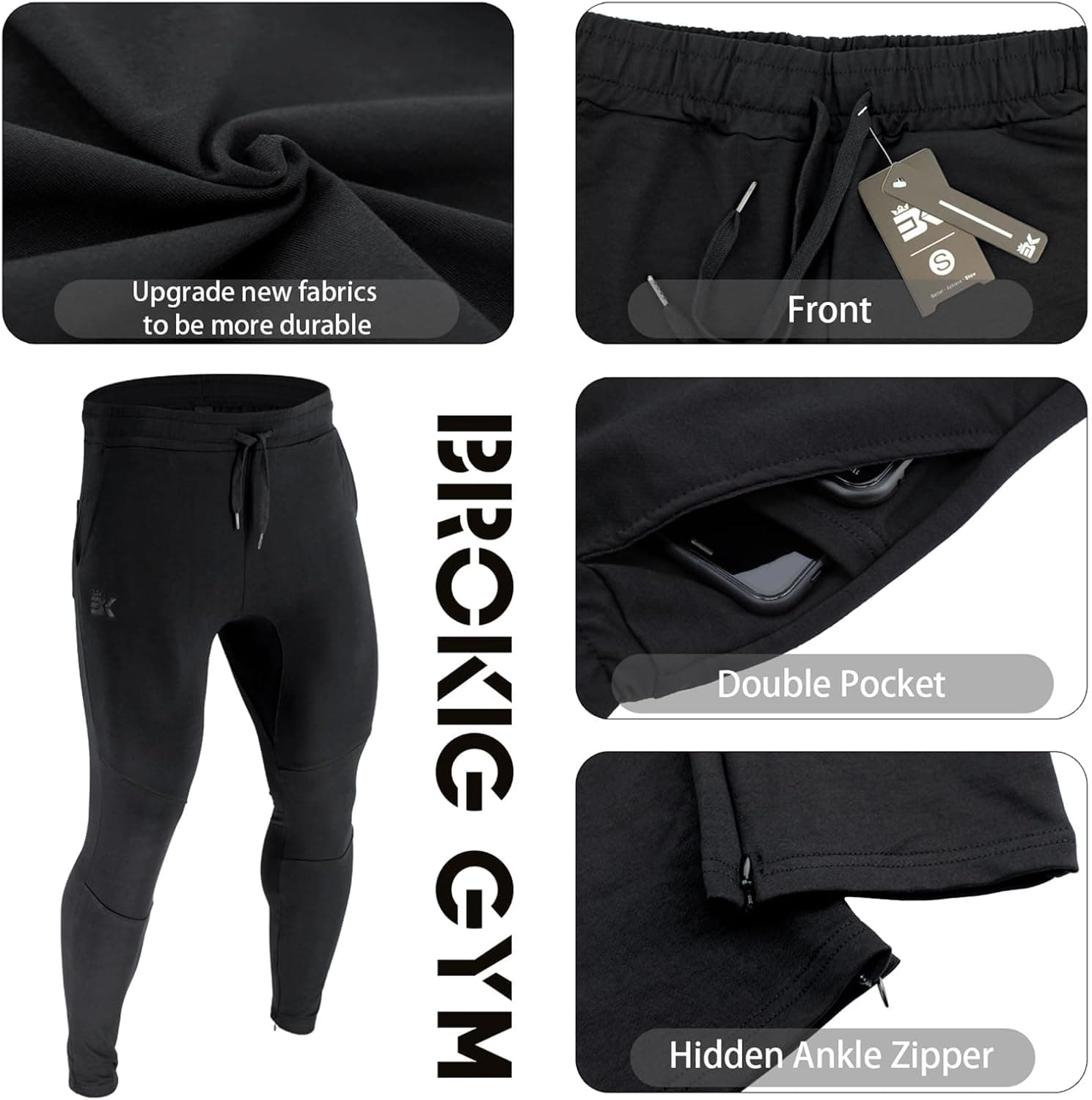 BROKIG Mens Slim Fit Gym Joggers 🎽
