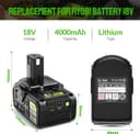 Thumbnail 1 de Bsioff 18V 4.0Ah replacement battery for Ryobi ONE+🔋