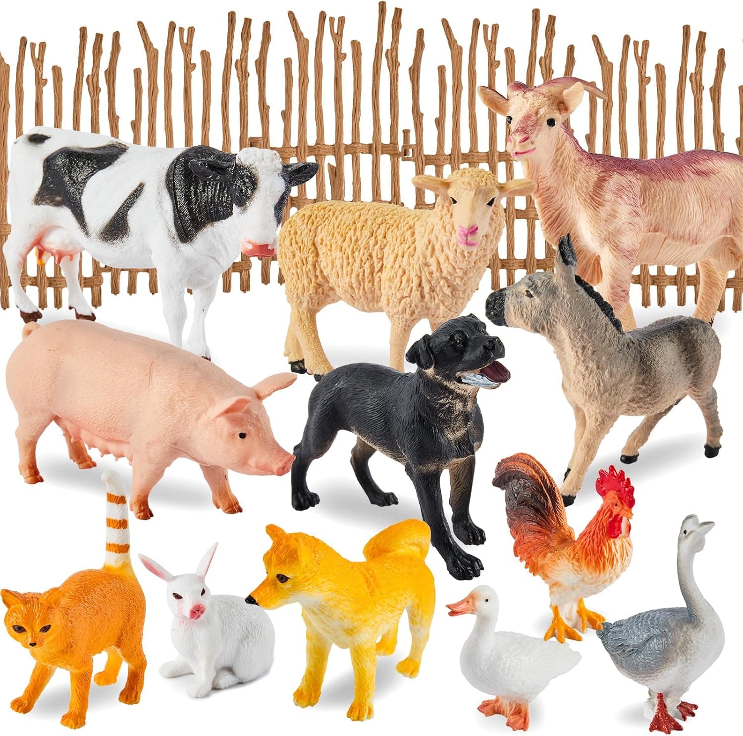 BUYGER Kids Farm Animals set with fence 🐥