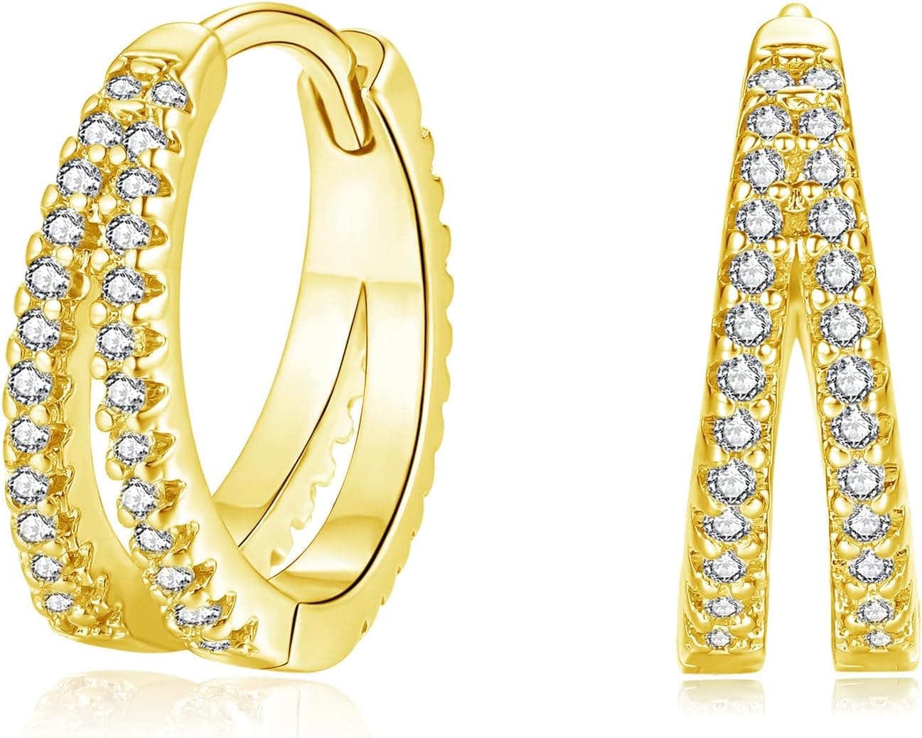 Cangall Silver Hoop Earrings 925 CZ Studs 💍