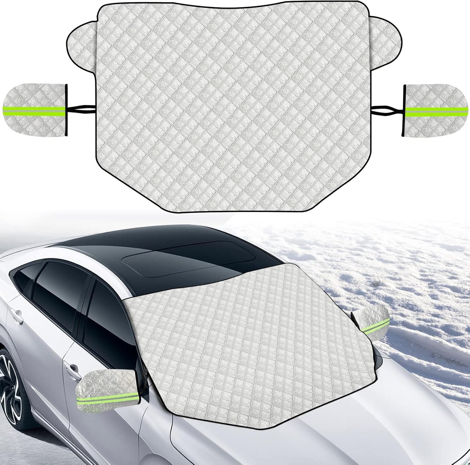 Car Windscreen Cover with Magnetic Mirrors 145×118cm 📷