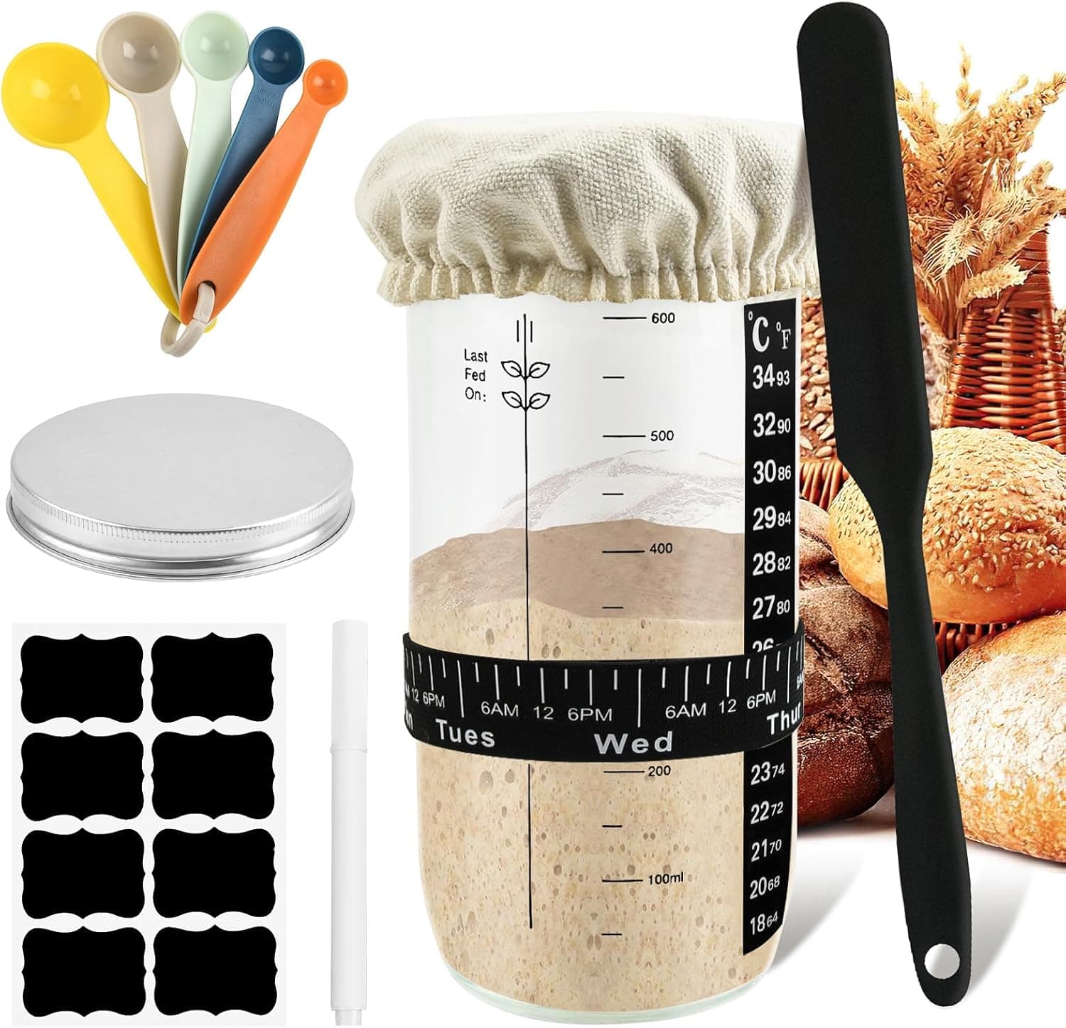 CEOTIS 24oz Sourdough Starter Jar Kit with tools 🥣