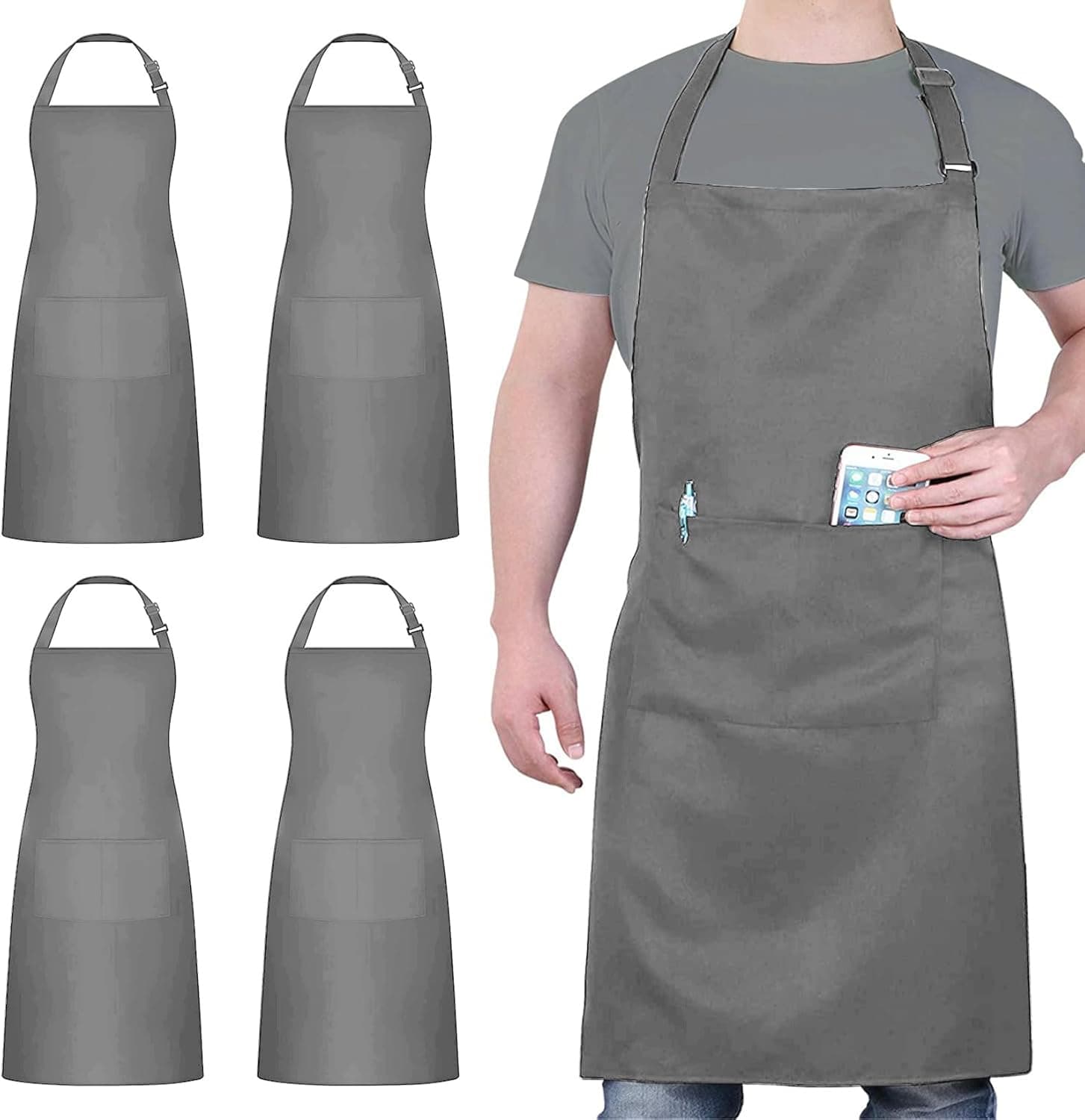 Chef Aprons 4 Pack Waterproof Apron with 2 Pockets 🧑🍳