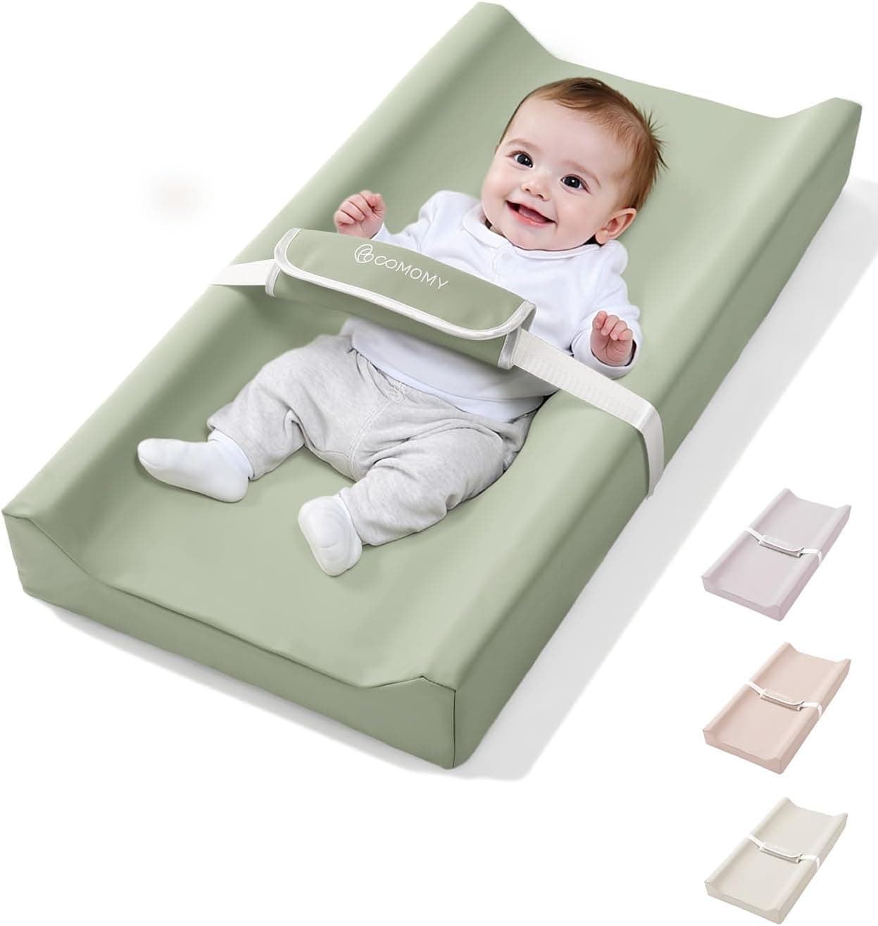 COMOMY Vegan Leather Baby Changing Mat with Anti-Roll 1️⃣🧸