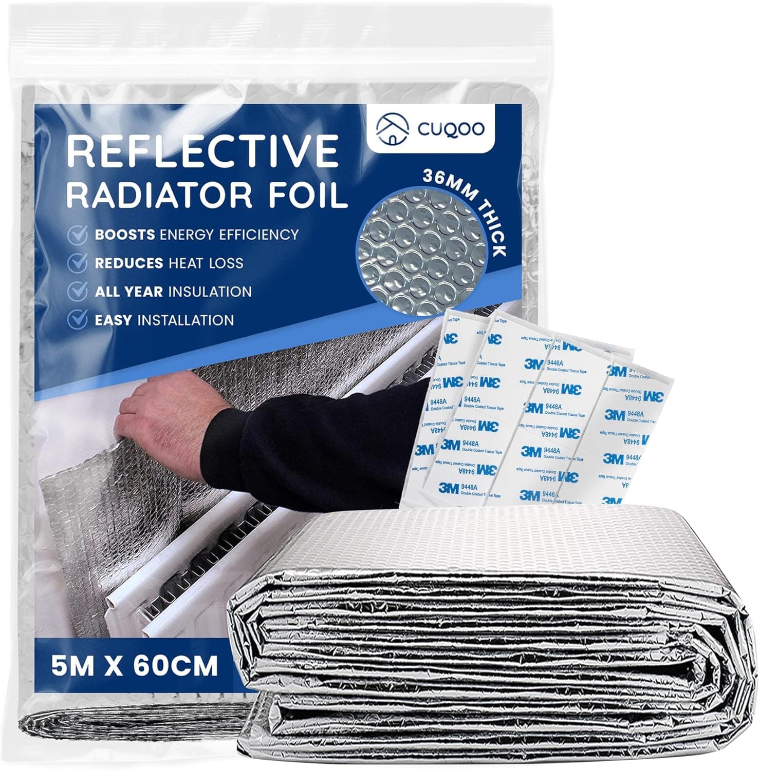 CUQOO Radiator Foil Reflector Roll 5 m × 60 cm 🏠