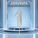 Thumbnail 1 de DERVENTA Large Birthday Candle 3D Silver 3.7in 🤍🎉