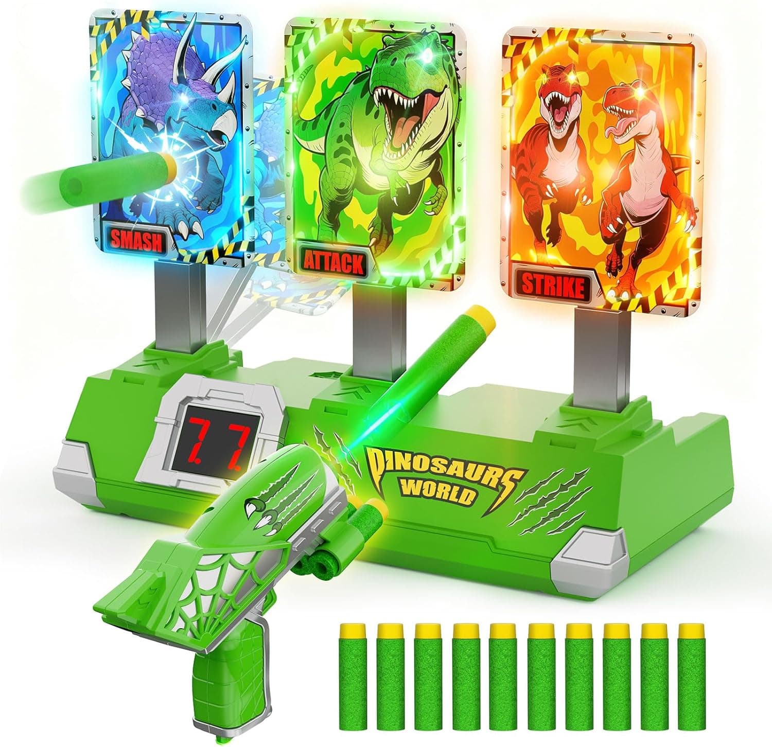 Dinosaur Shooting Game with Light‑Up Targets 🎯