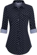 Thumbnail principal de DJT Women's Button Down Plaid Shirt Stretchy Long Sleeve 👚