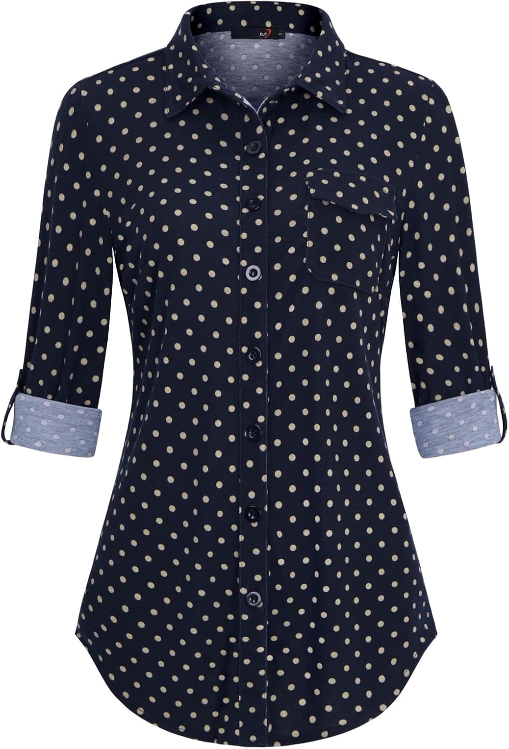 DJT Women's Button Down Plaid Shirt Stretchy Long Sleeve 👚