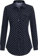 Thumbnail 1 de DJT Women's Button Down Plaid Shirt Stretchy Long Sleeve 👚