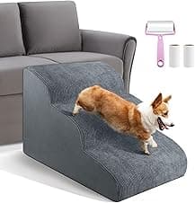Dog Stairs 3-step grey foam ramp for small pets 🐶