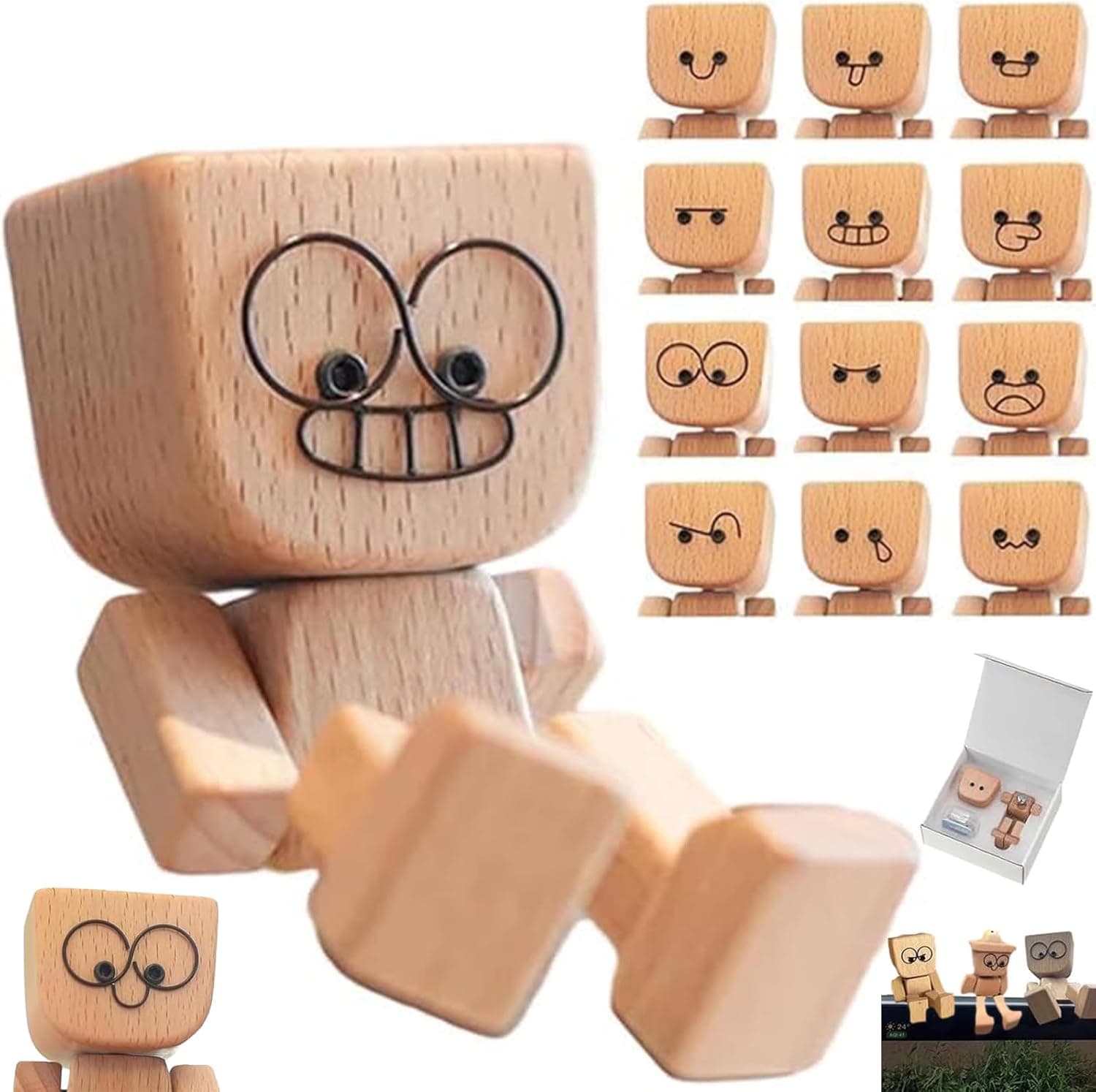 Dreaku Shaking Wooden Man Figurine with 12 faces 🚗