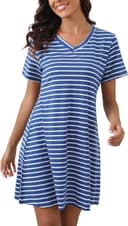 Thumbnail principal de Enjyam Women Cotton V‑Neck Striped Nightdress for Summer 💤