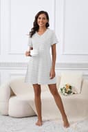 Thumbnail 2 de Enjyam Women Cotton V‑Neck Striped Nightshirt — Short Sleeve 👗