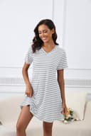 Thumbnail 4 de Enjyam Women Cotton V‑Neck Striped Nightshirt — Short Sleeve 👗