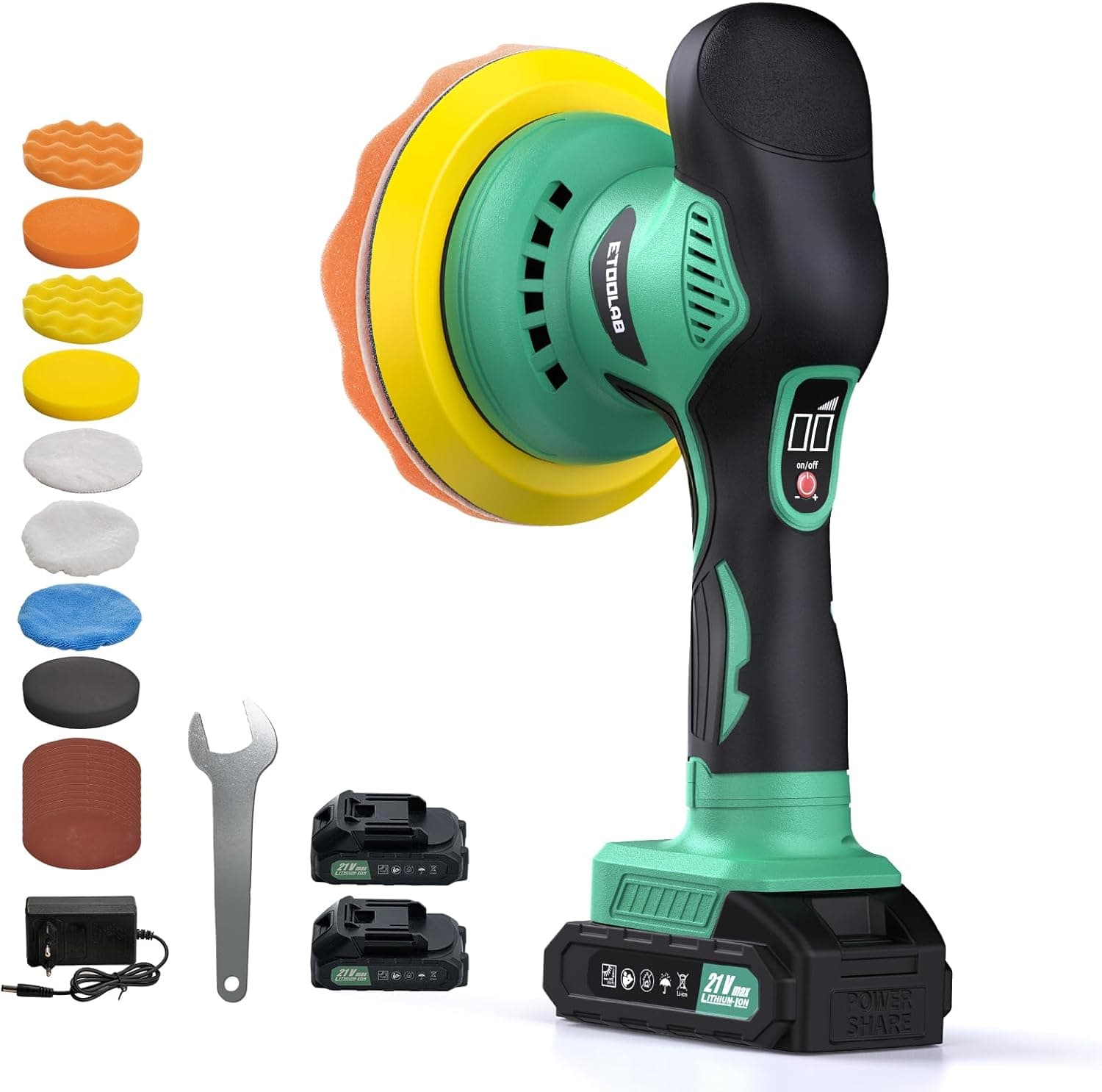 ETOOLAB Car Polisher 21V, 8‑speed kit 🚗