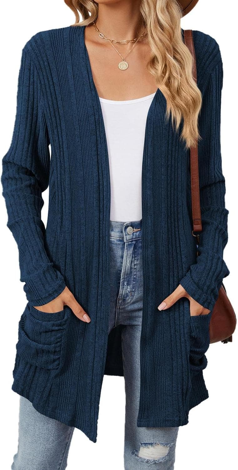Famulily Longline Loose Cardigans for Women UK, Fall Winter Cosy Open Front Sweater Ribbed Cardigan with Pockets
Famulily Longline Loose Cardigans for Women UK,…