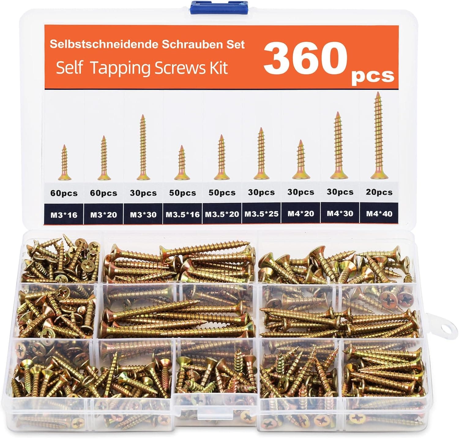 Flintronic Wood Screw, 360pcs Countersunk Wood Screws Assortment, Countersunk Self Tapping Screws, M3 M3.5 M4 M8 Screws for Wood, for DIY, Repairs & Furniture
Flintronic Wood Screw, 360pcs Countersunk Woo…