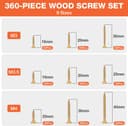 Thumbnail 2 de Flintronic Wood Screw, 360pcs Countersunk Wood Screws Assortment, Countersunk Self Tapping Screws, M3 M3.5 M4 M8 Screws for Wood, for DIY, Repairs & Furniture
Flintronic Wood Screw, 360pcs Countersunk Woo…