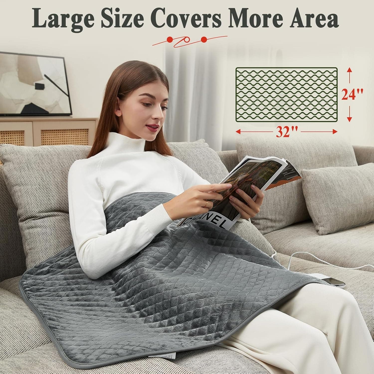 Focbeo Heating Pad 32x24 Large Electric Heat Pad ⌚
