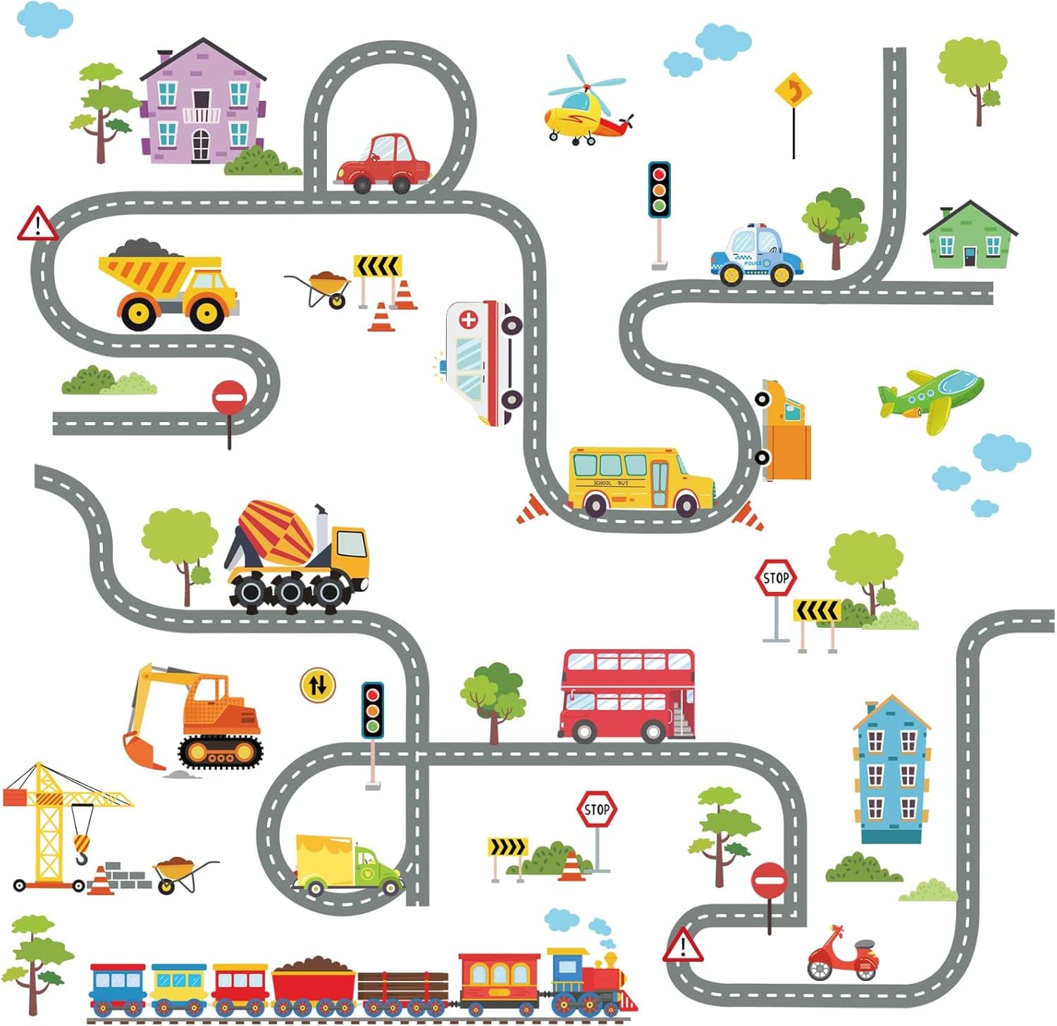 FUFUQUARE Car Road Wall Stickers for Kids 🧩