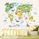 Thumbnail 1 de FUFUQUARE Colorful Animal World Map kids wall stickers 🖼️
