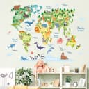 Thumbnail 2 de FUFUQUARE Colorful Animal World Map kids wall stickers 🖼️