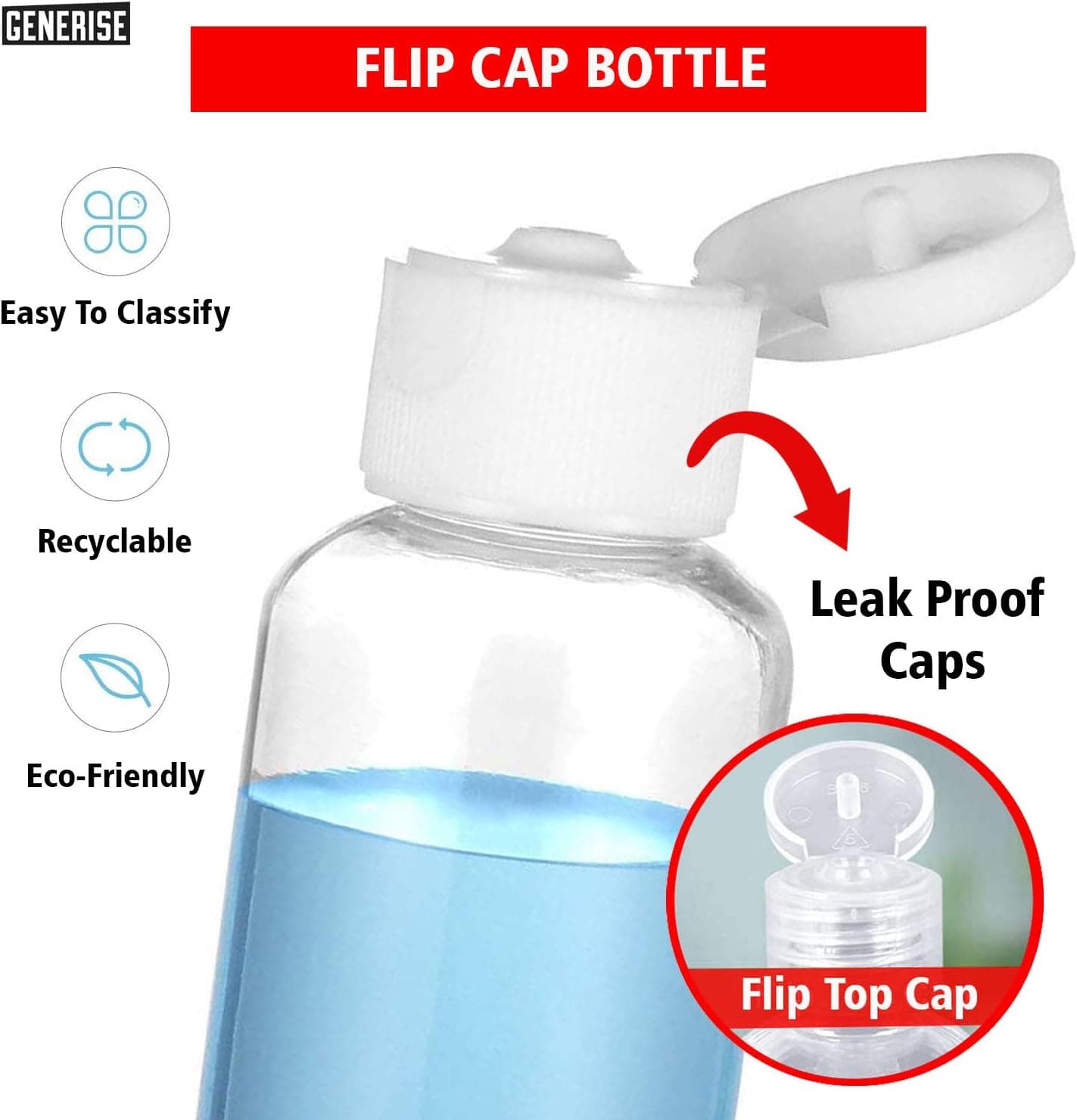 GENERiSE 100ml Travel Bottles with Lids x6 for Decanting Shampoos 🎒