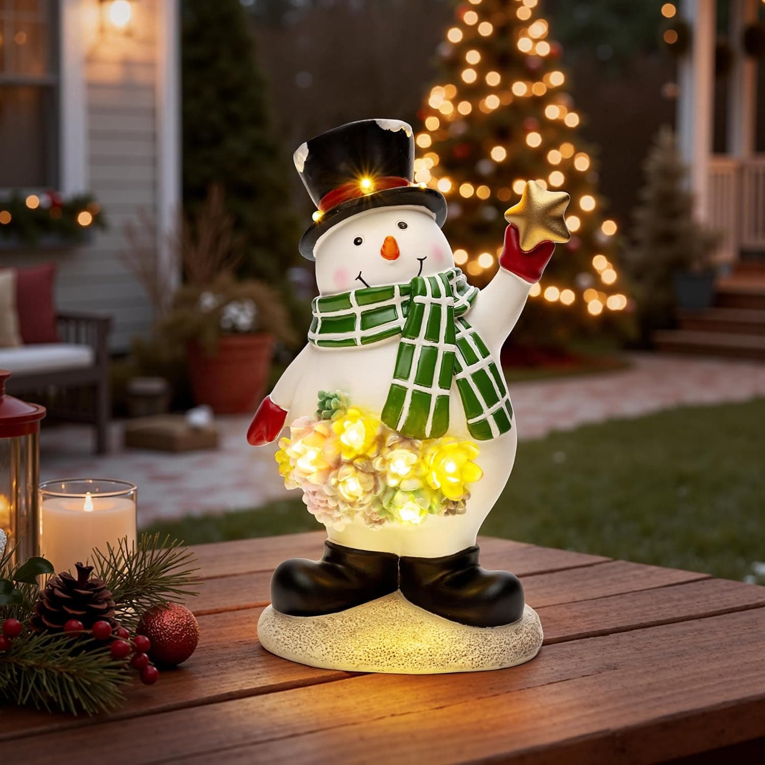 GIGALUMI Snowman garden ornament with solar light 🎄