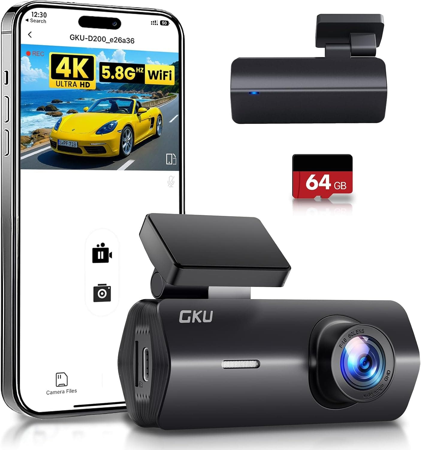 GKU 4K Dash Cam 2160P with 170° lens 📷