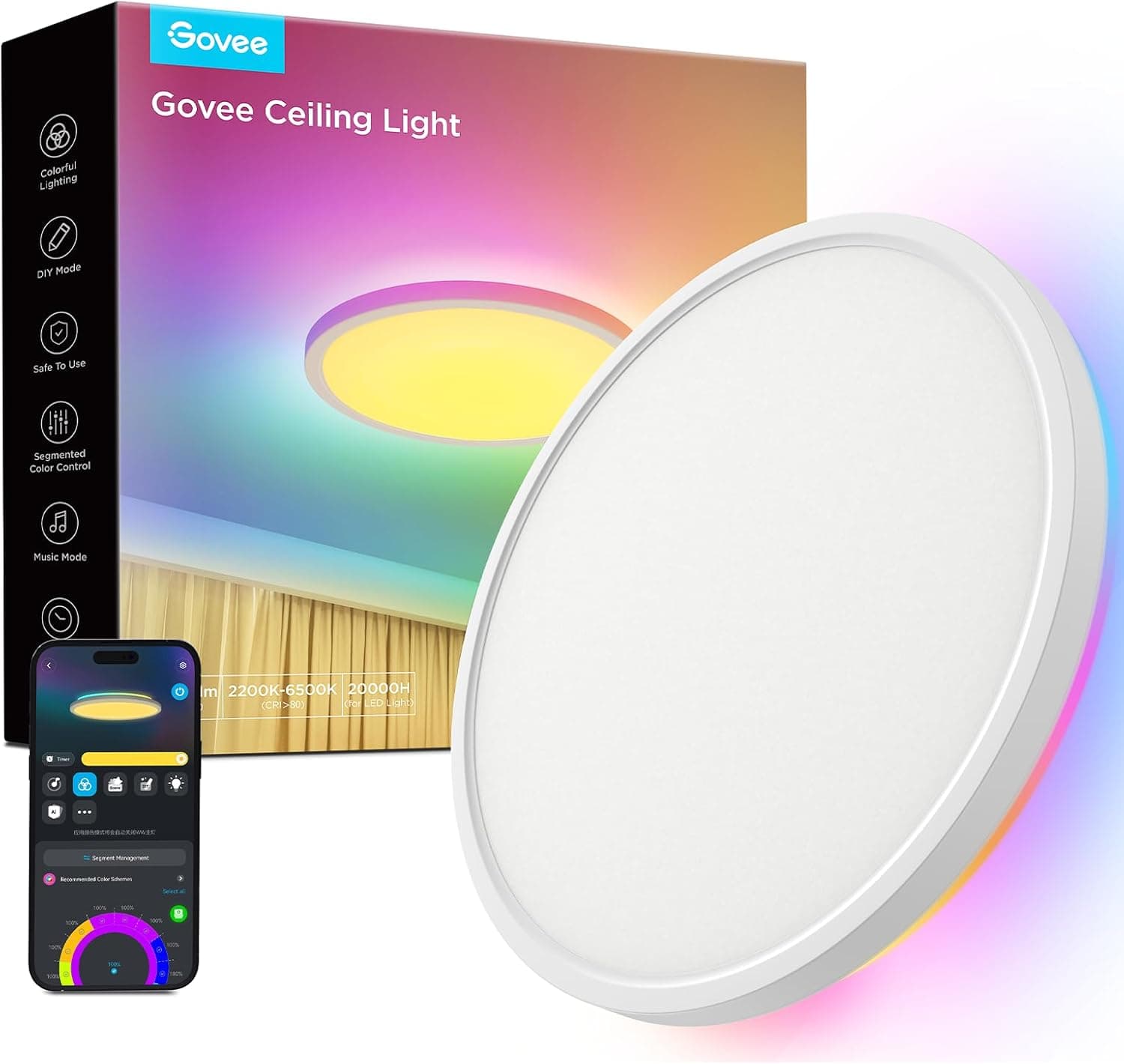 Govee LED Ceiling Light 2400LM RGBIC Ø30cm ⌚