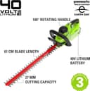 Thumbnail 2 de Greenworks 40V 61cm Battery Extension Hedge Trimmer 2 in 1 📏