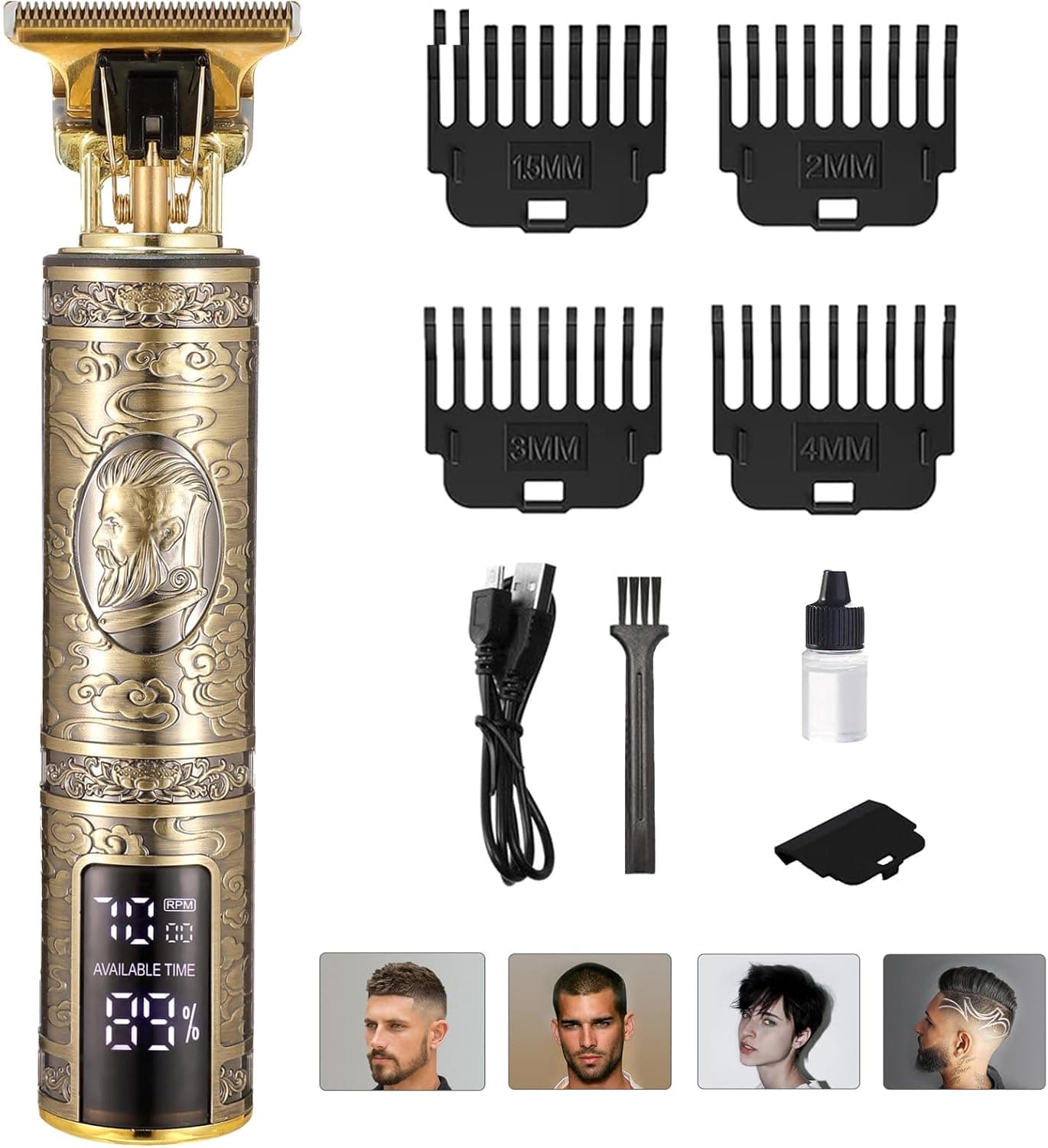 Hair Clippers Men – Professional Beard Trimmer with LCD Screen ⌚