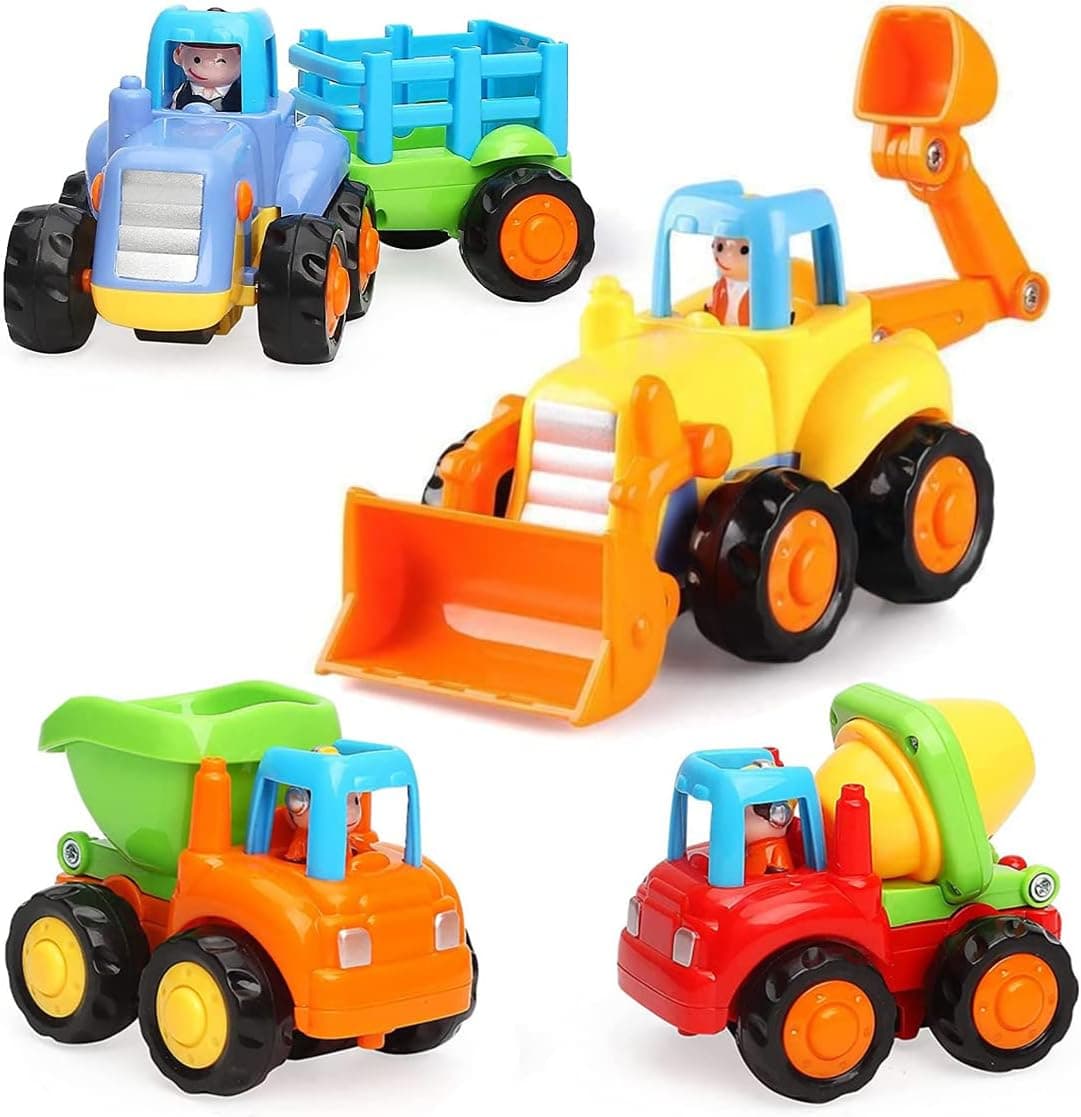 HOLA 4‑pack friction digger trucks for toddlers 🚗