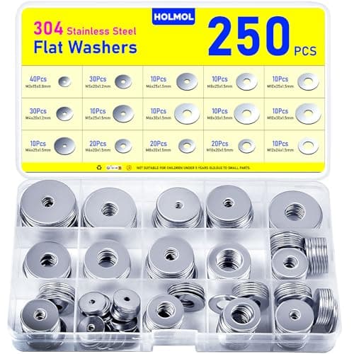 HOLMOL Flat Penny Washers 250 pcs — Stainless Steel 🧰