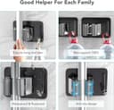 Thumbnail 3 de homeasy Mop Broom Holder 4 Pcs Wall Mounted Black Mix 📦