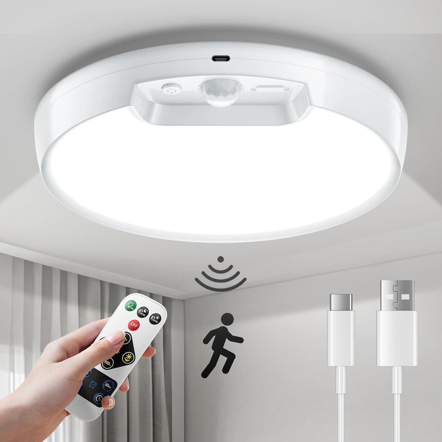 Homelist 8 Inch Motion Sensor Ceiling Light 8000mAh 💡