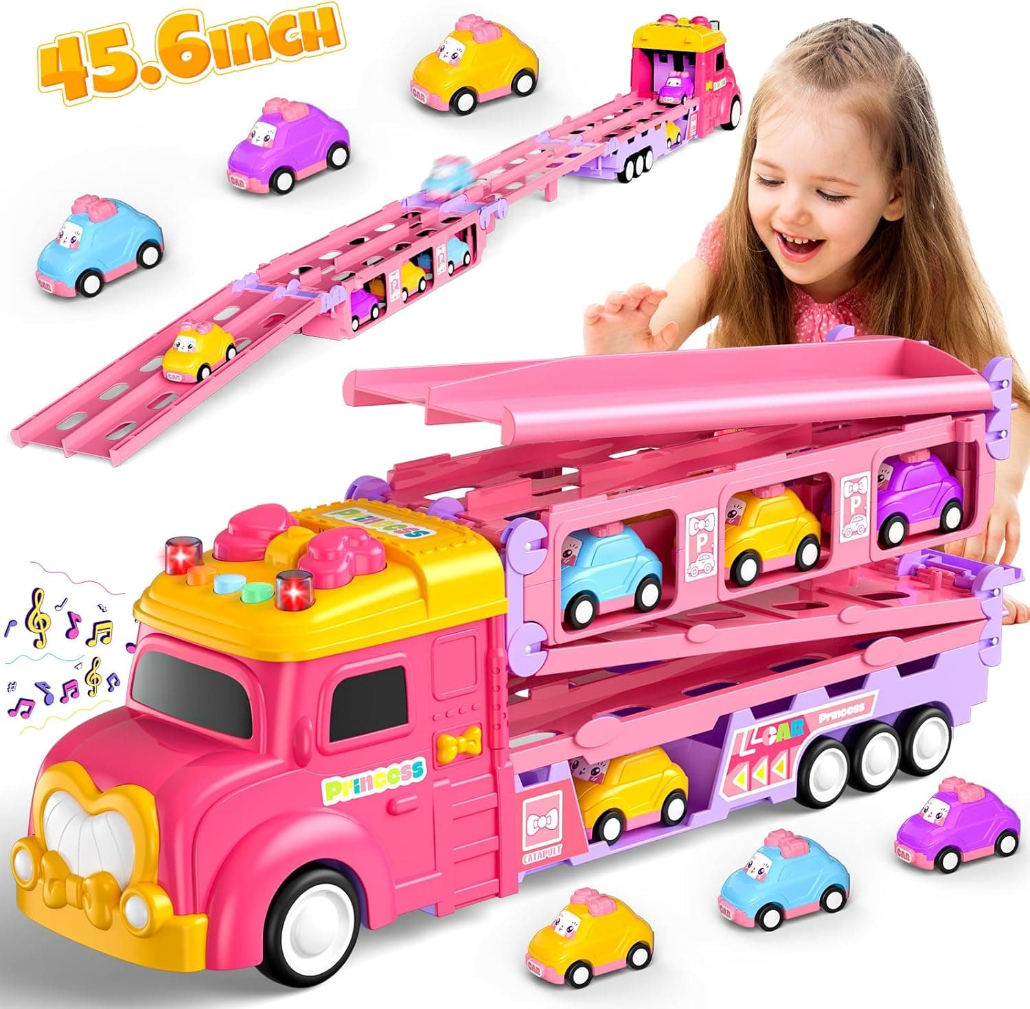 Hot Bee Cars Transporter Truck 6-car set 🚗