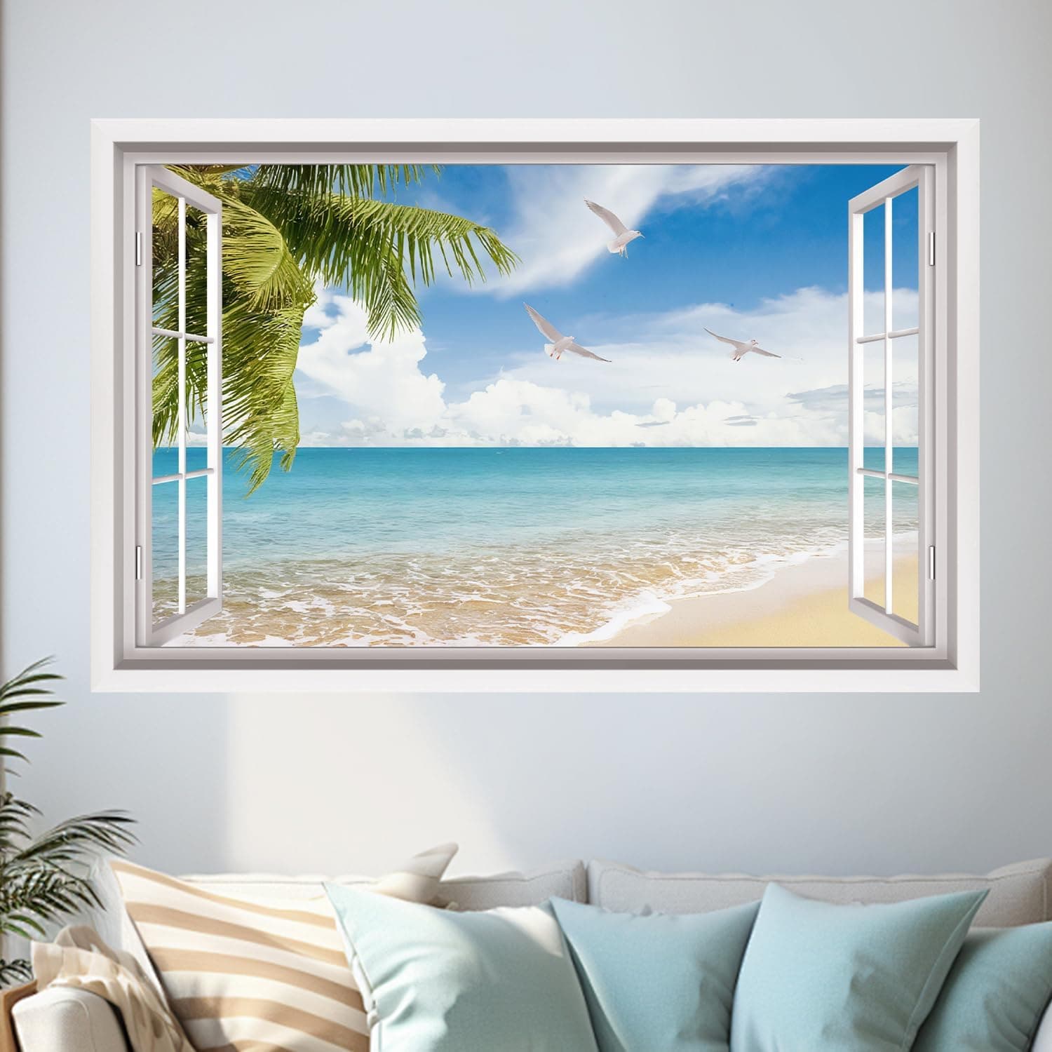HPNIUB 3D Beach Wall Sticker 1 mural 🖼️