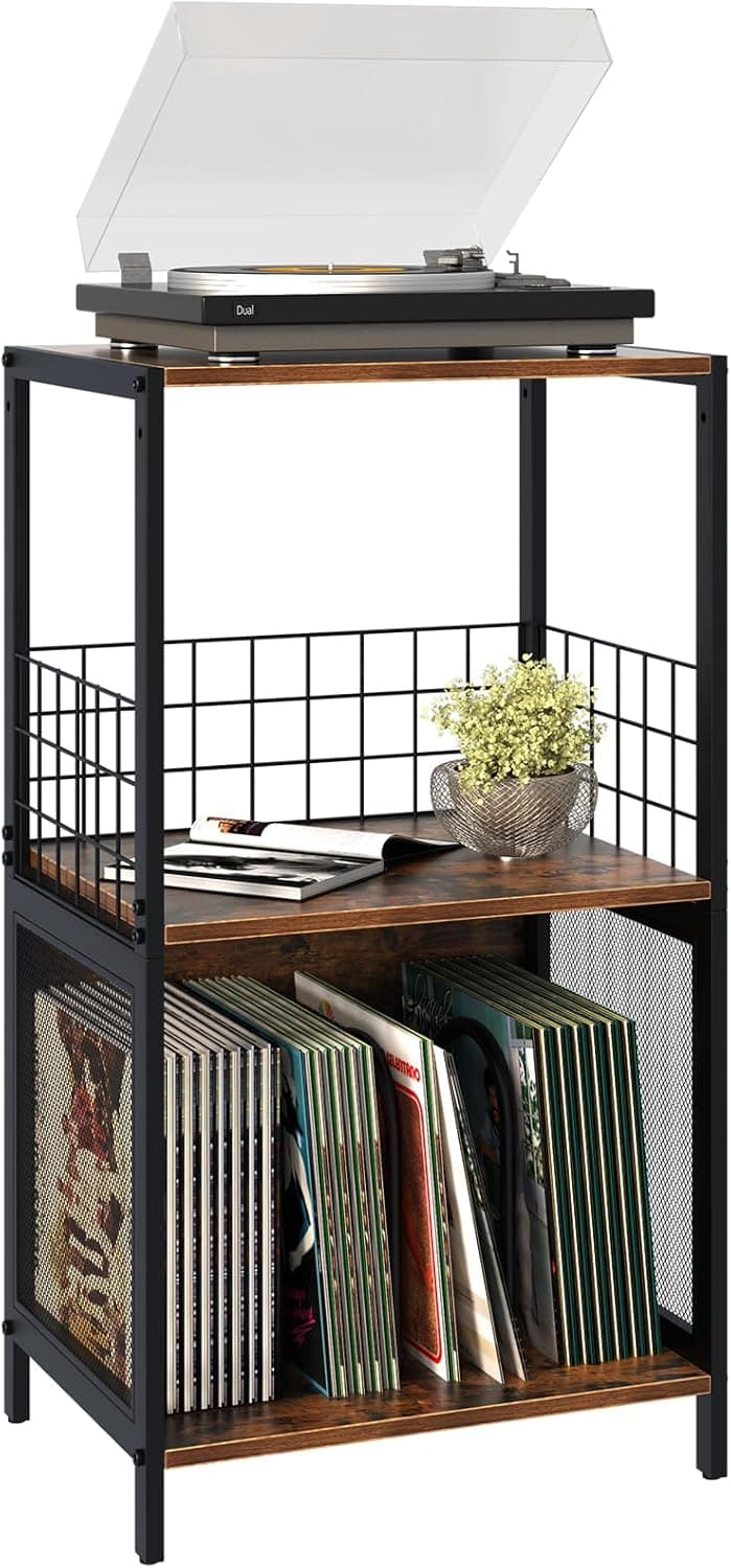 Huhote Record Player Stand 3-tier vinyl storage 📀