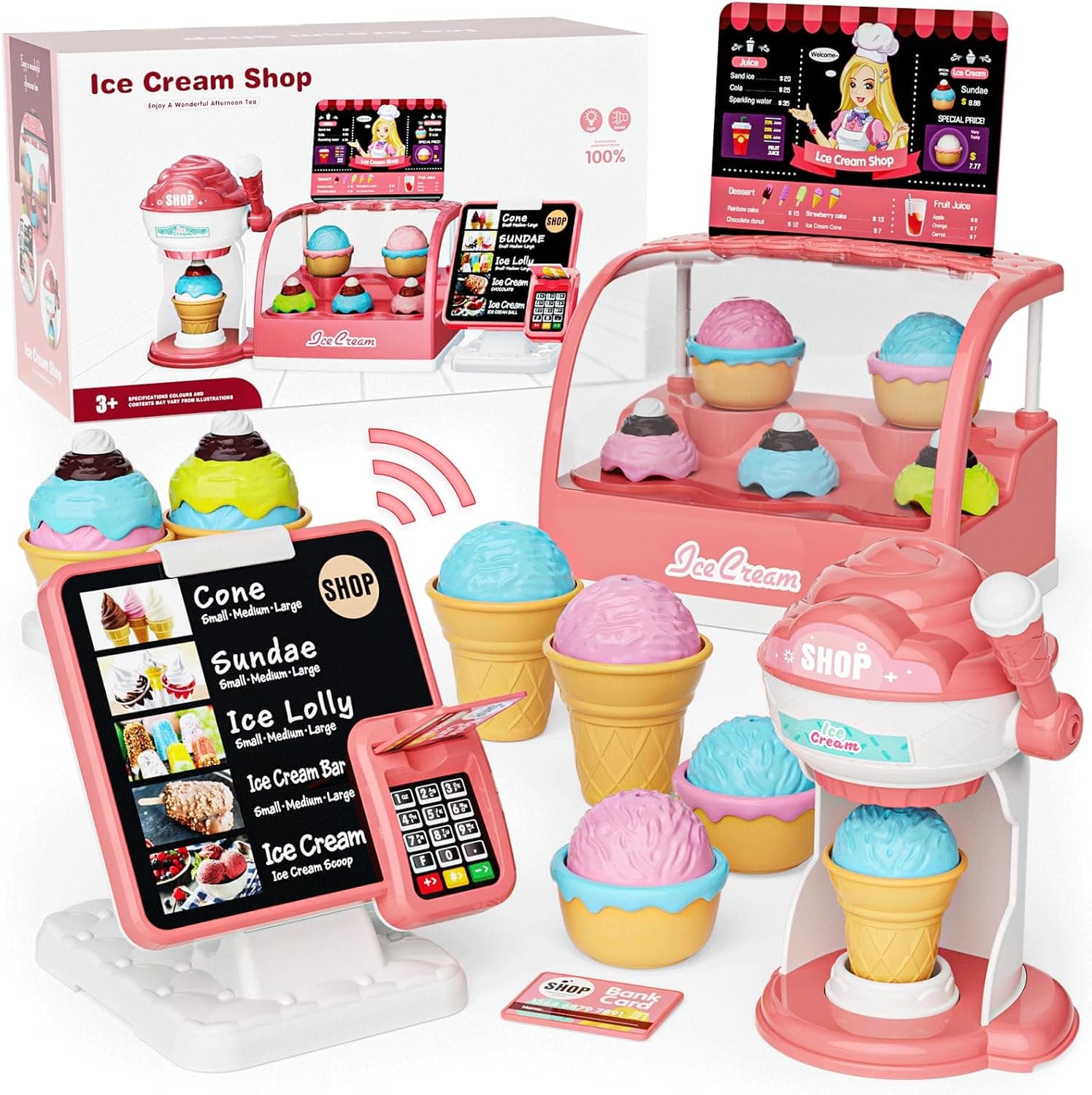 Ice Cream Toys Set: Pretend Shop Counter ⌚
