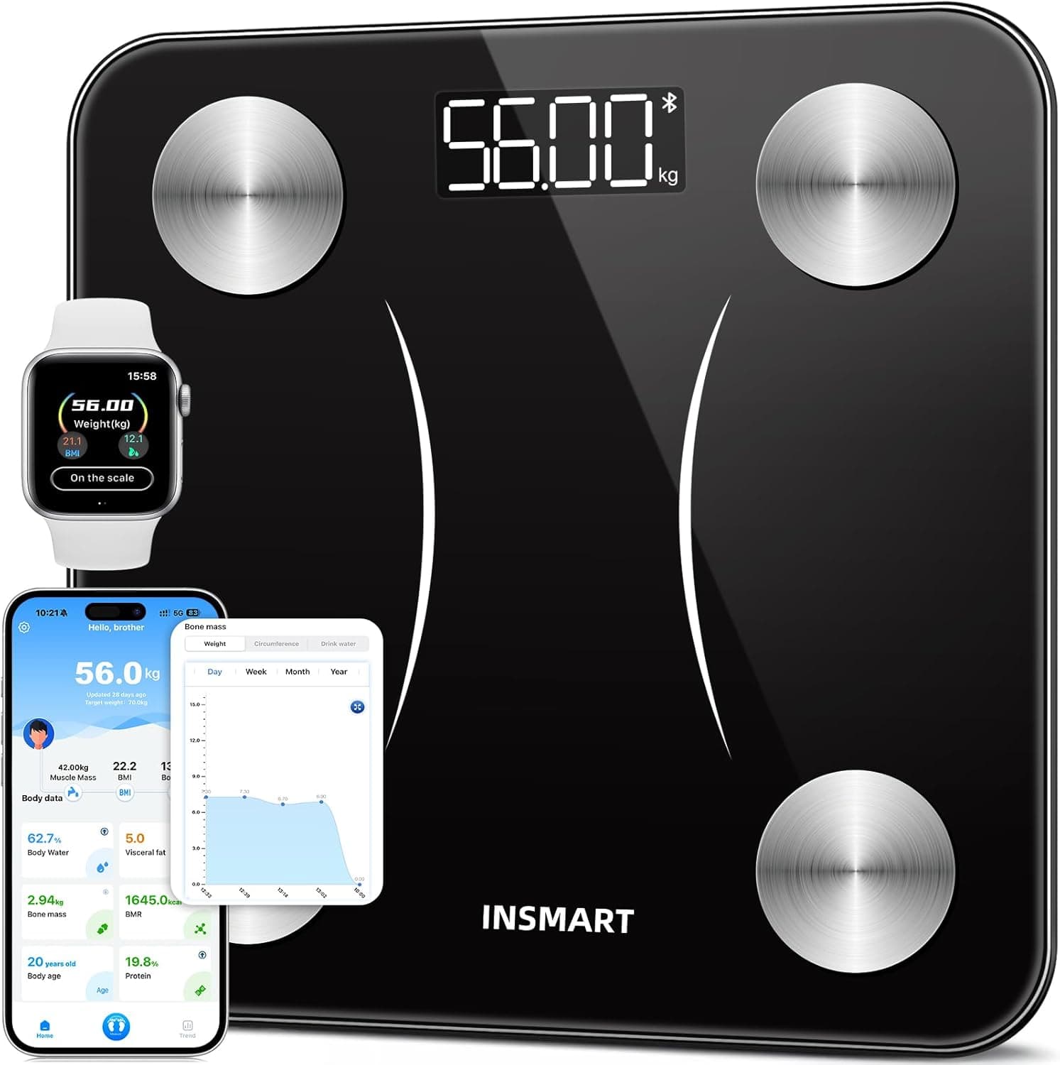 INSMART Smart Digital Body Fat Scales 1️⃣ 🛁