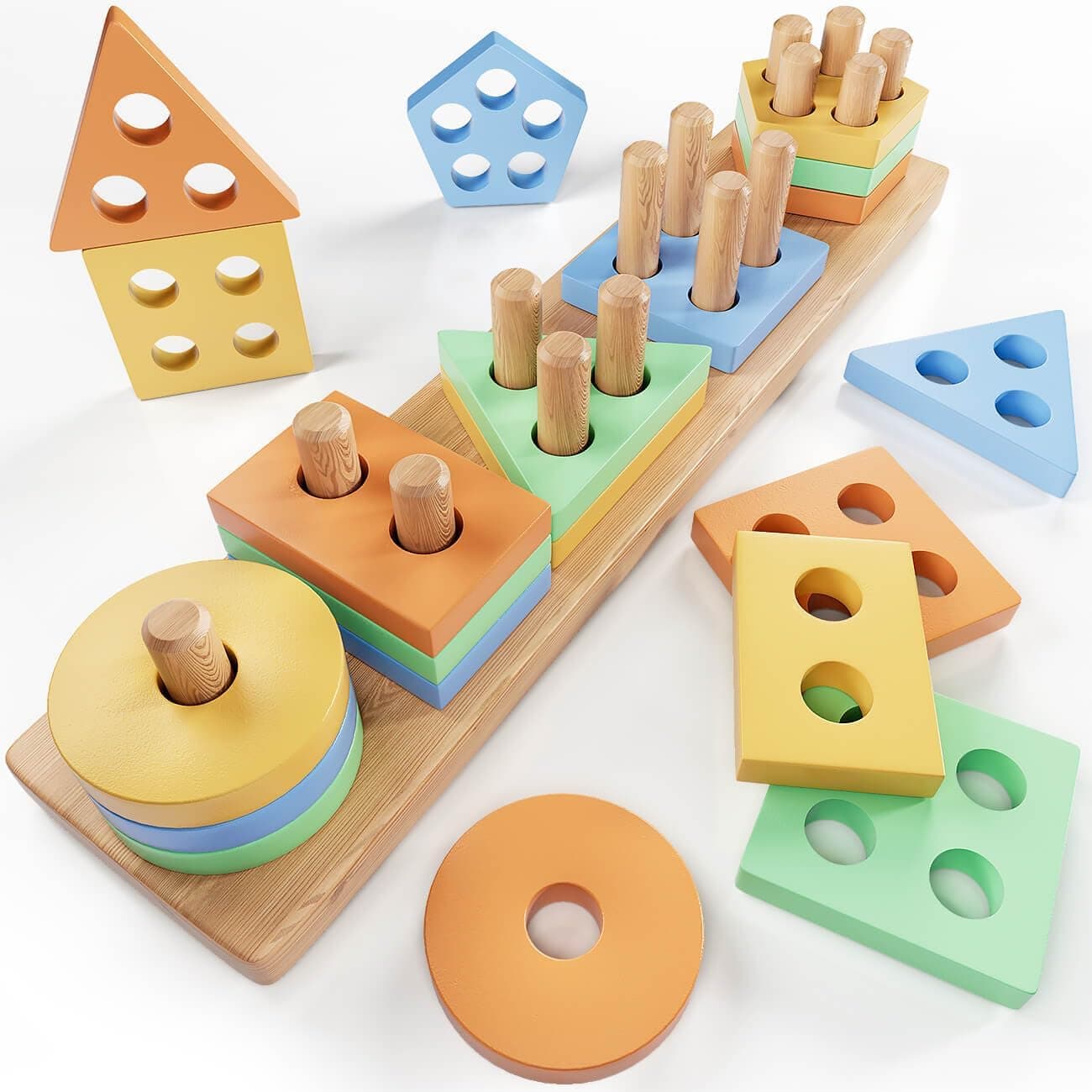 KmmiFF Wooden Shape Sorter Montessori Toy for 1–3 Years 🎲