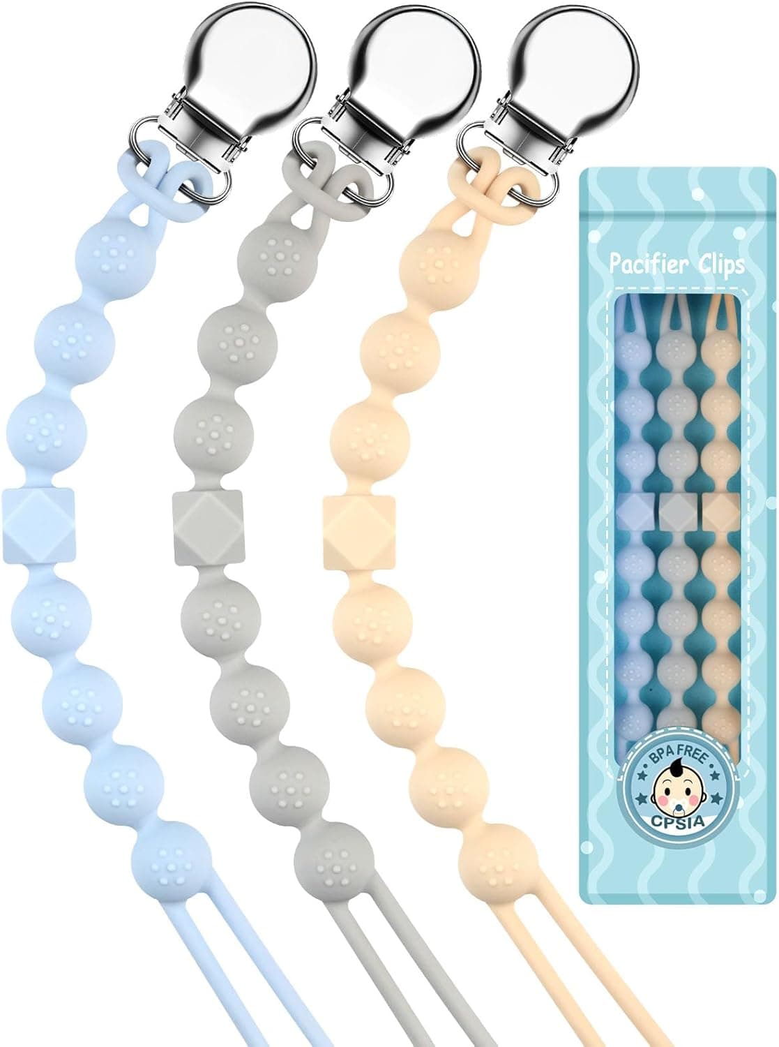 Kowlone Silicone Pacifier Clip 1-piece set 🎧