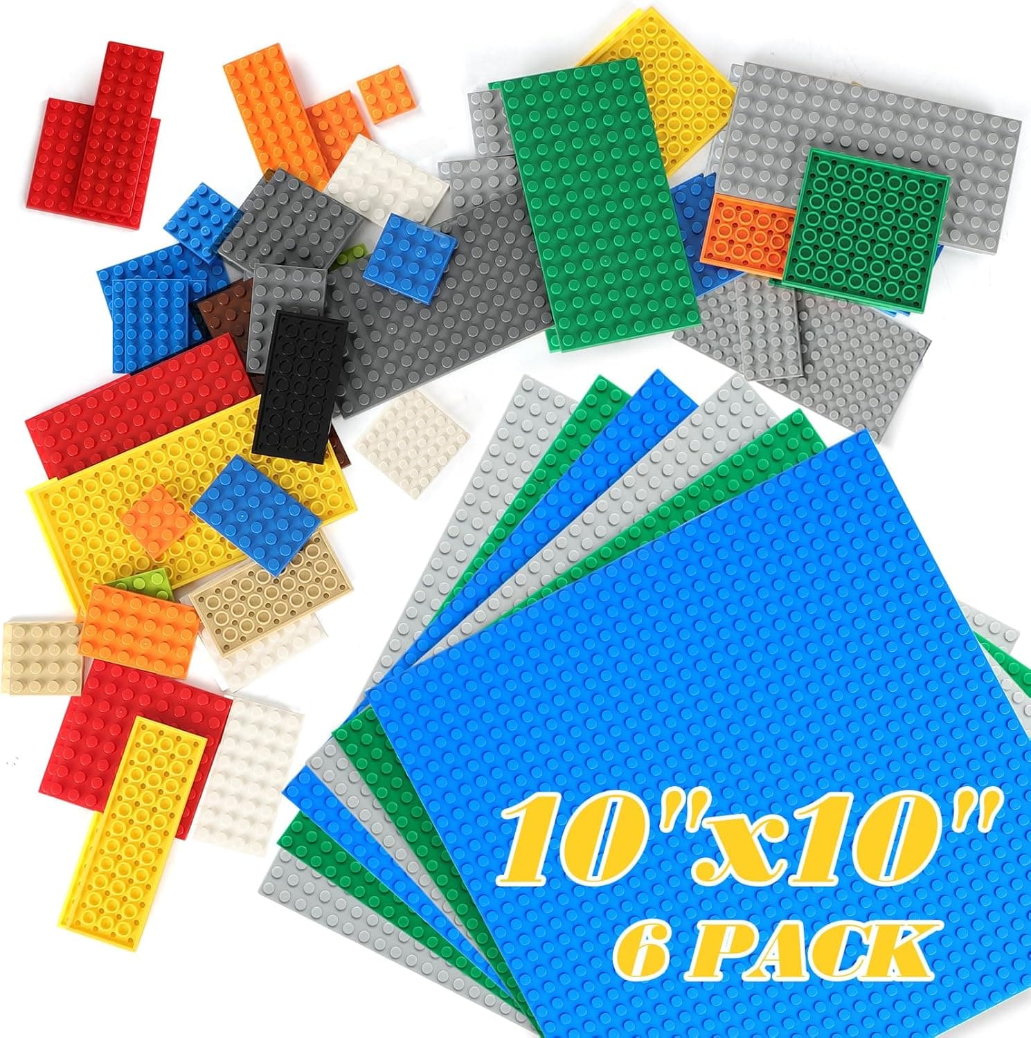 Lekebaby 10"x10" Classic Baseplates 6 Pack 🧩